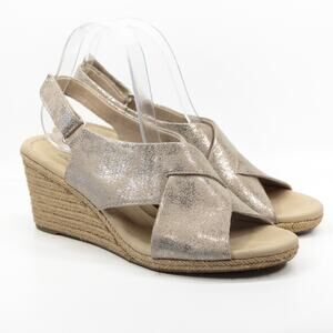 Clarks Metallic Taupe Wedge Sandals